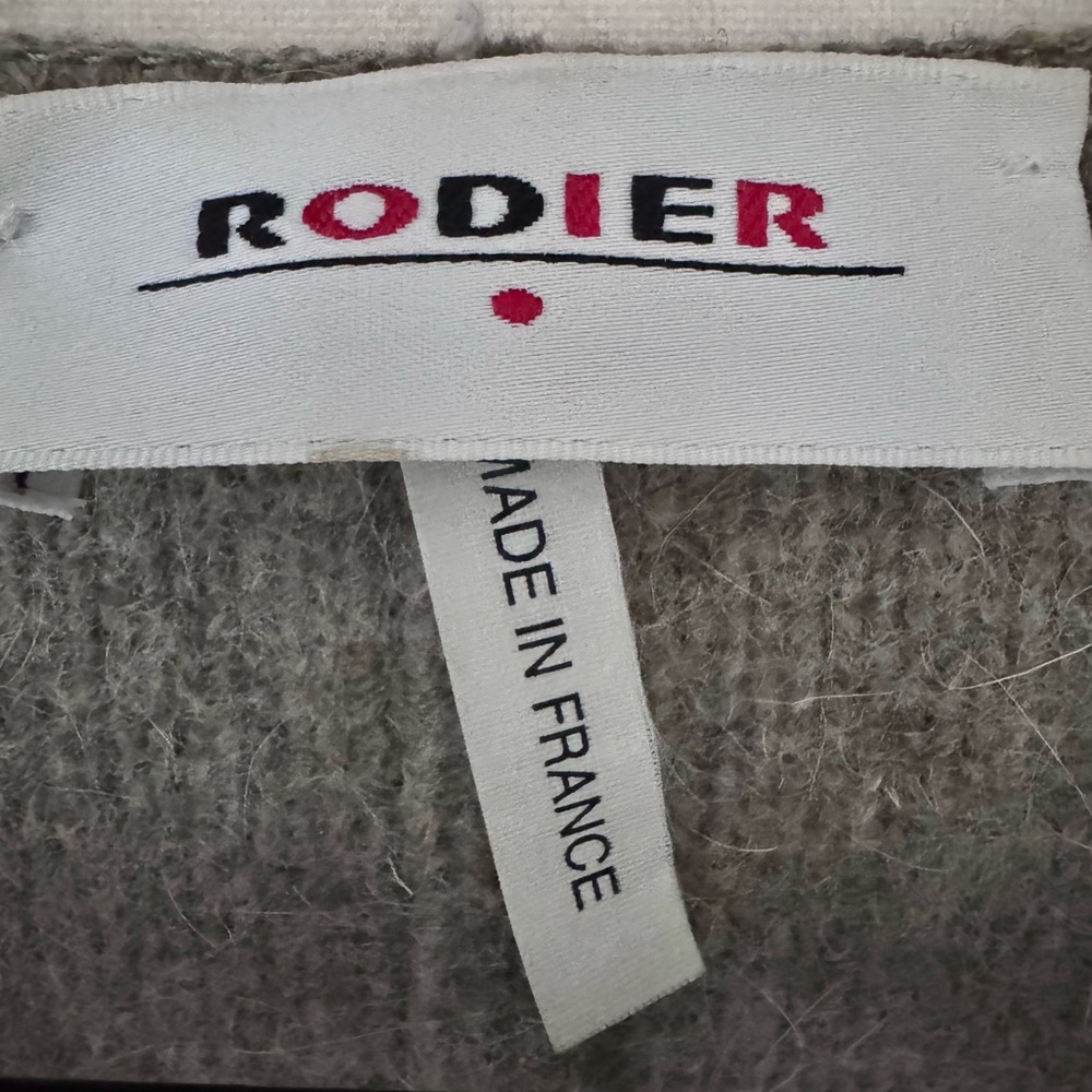 Rodier France Wool Angora Long Cardigan Jacket Green Grey S/M Relaxed Fit - Picture 5 of 12